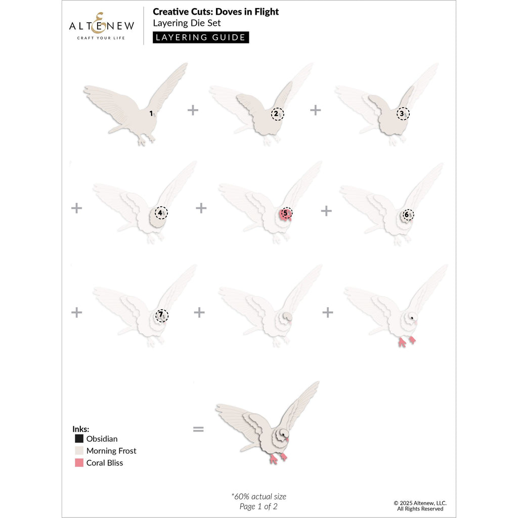 Altenew Creative Cuts Doves in Flight Layering Dies alt10696 layering guide