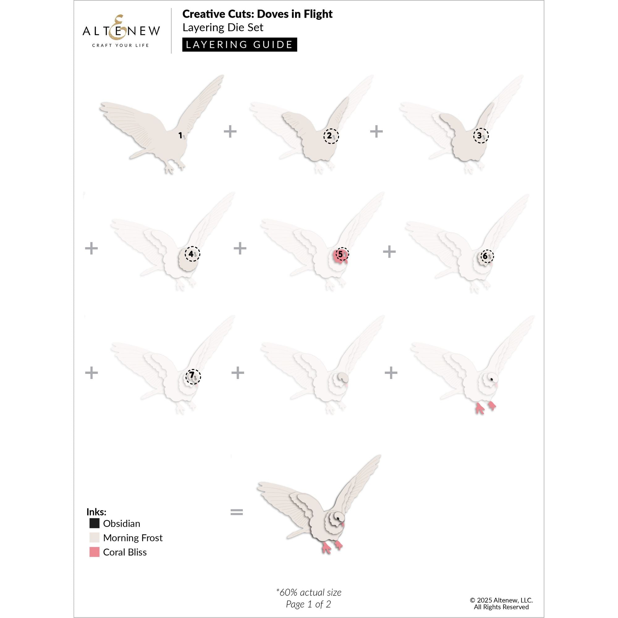 Altenew Creative Cuts Doves in Flight Layering Dies alt10696 layering guide