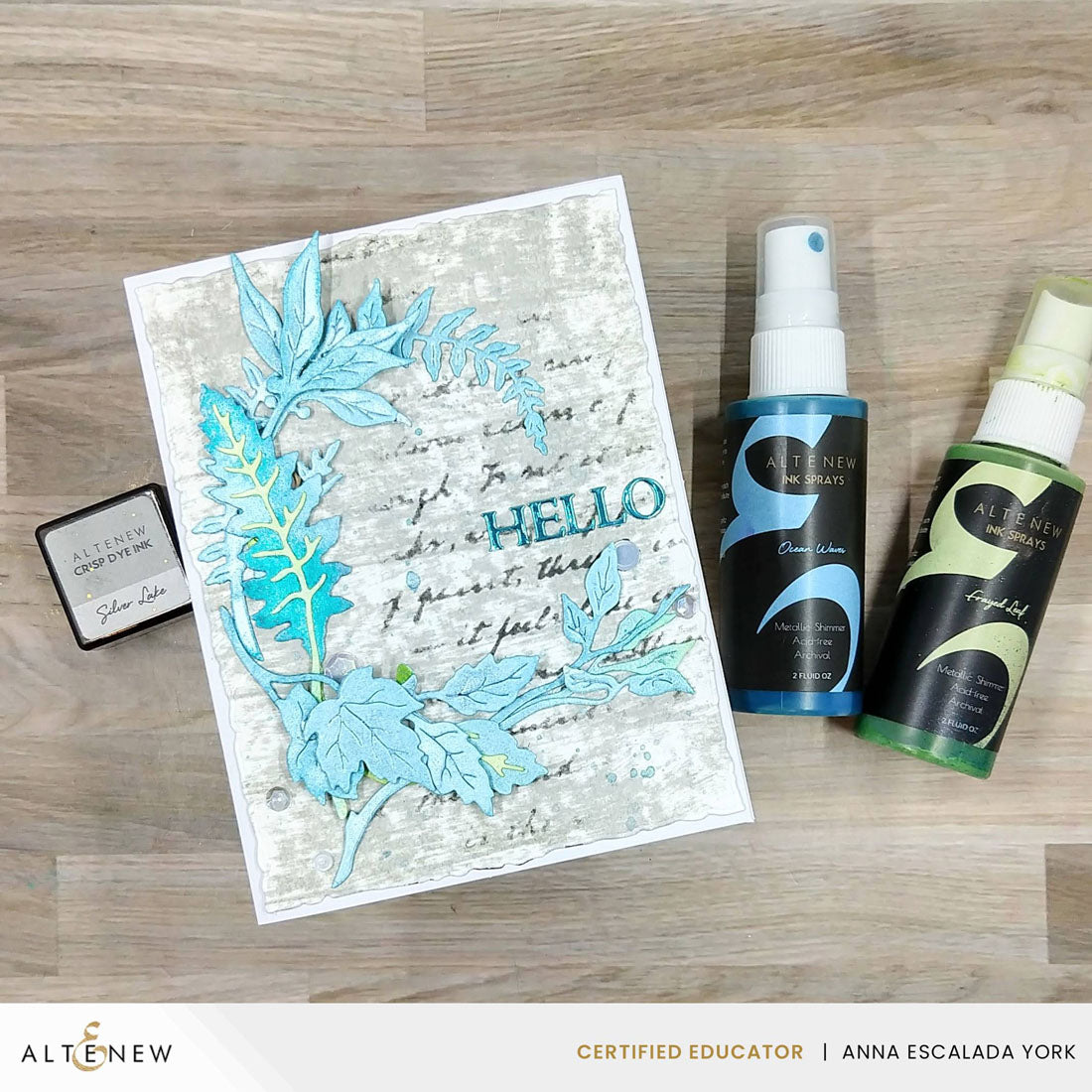 Altenew Creative Cuts EZ Arrangement Antique Leaves Layering Dies alt11244 blue hello