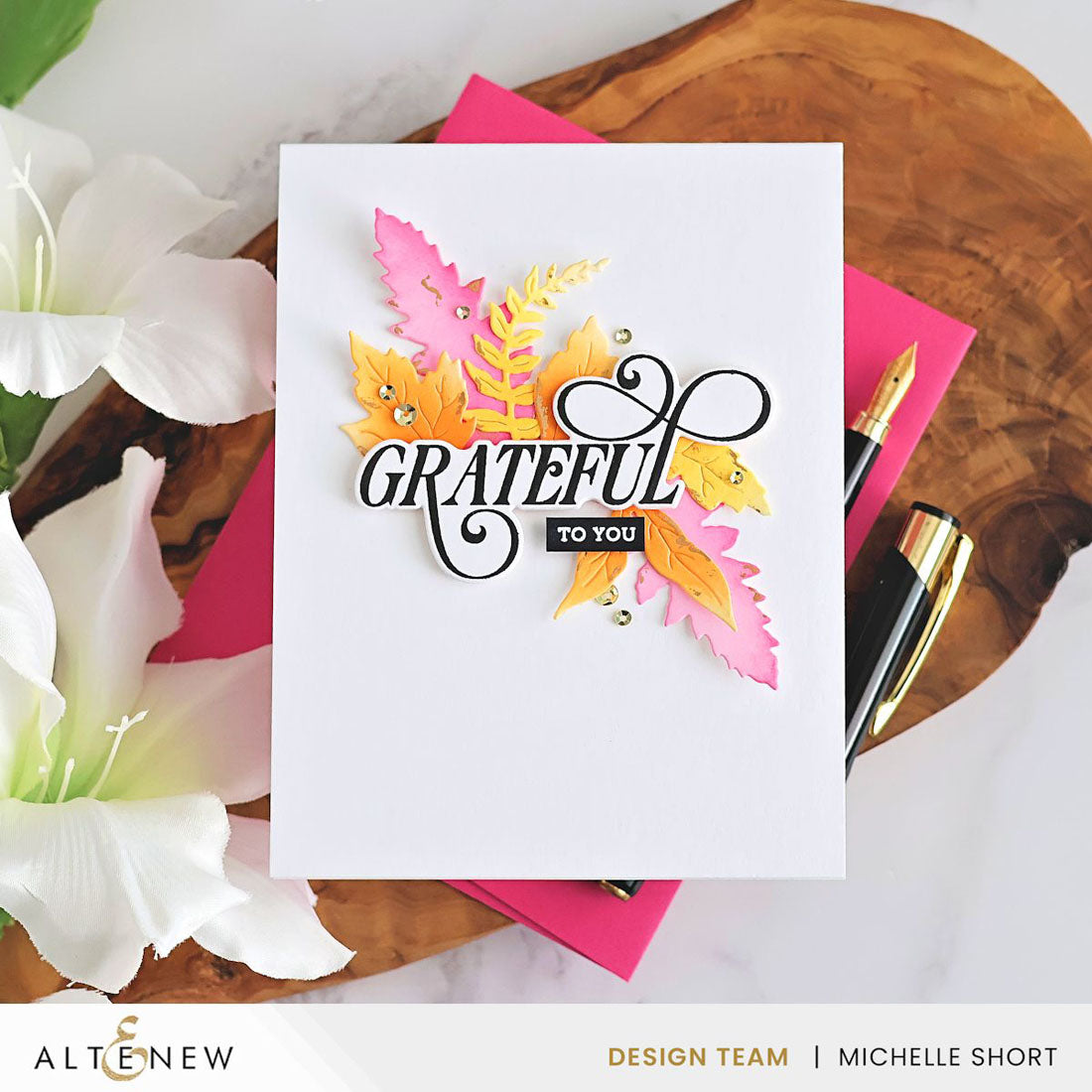 Altenew Creative Cuts EZ Arrangement Antique Leaves Layering Dies alt11244 grateful for you
