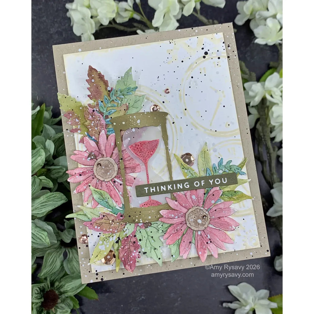 Altenew Creative Cuts EZ Arrangement Antique Leaves Layering Dies alt11244 pink flowers | color-code:ALT01