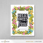 Altenew Creative Cuts Framed Botanicals Dies alt11648 hello sweet friend flowers card