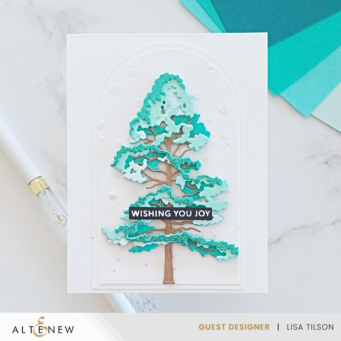 Altenew Creative Cuts Jack Pine Tree Layering Dies alt11456 wishing you joy card