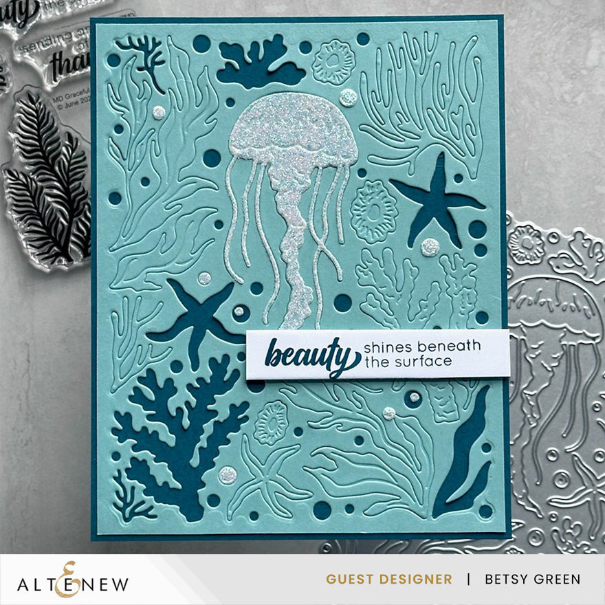 Altenew Creative Cuts  Zero-Waste Beneath the Blue Dies alt11353 jellyfish
