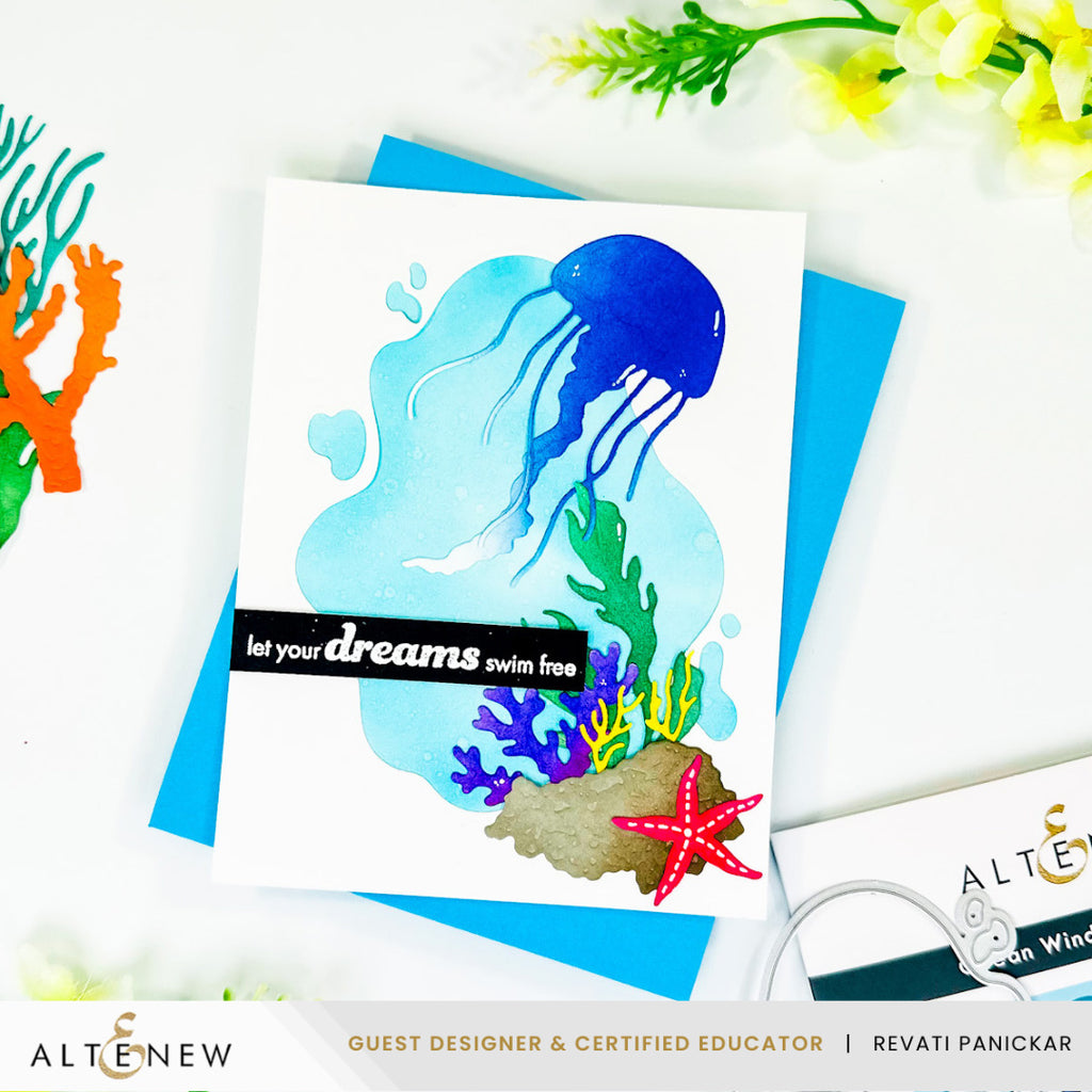 Altenew Creative Cuts  Zero-Waste Beneath the Blue Dies alt11353 red starfish