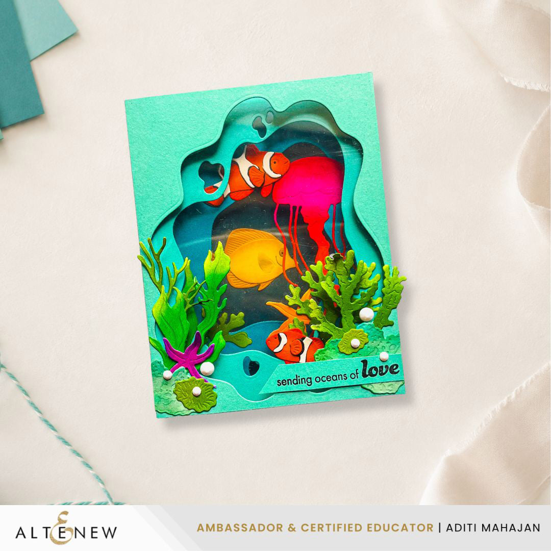 Altenew Creative Cuts  Zero-Waste Beneath the Blue Dies alt11353 sending love