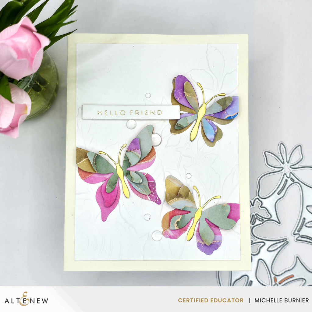 Altenew Creative Cuts Zero-Waste Fluttering Fantasies Layering Dies alt11324 hello