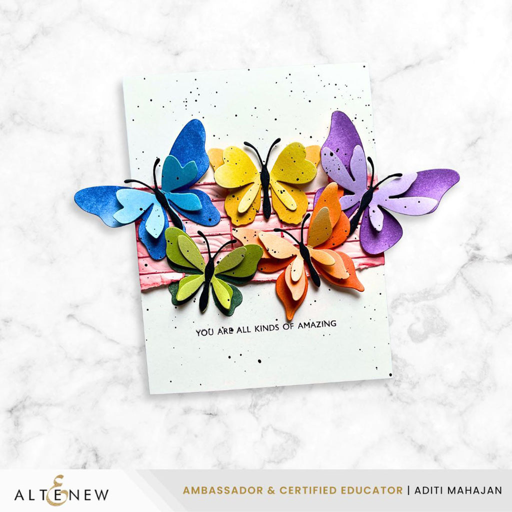 Altenew Creative Cuts Zero-Waste Fluttering Fantasies Layering Dies alt11324 rainbow