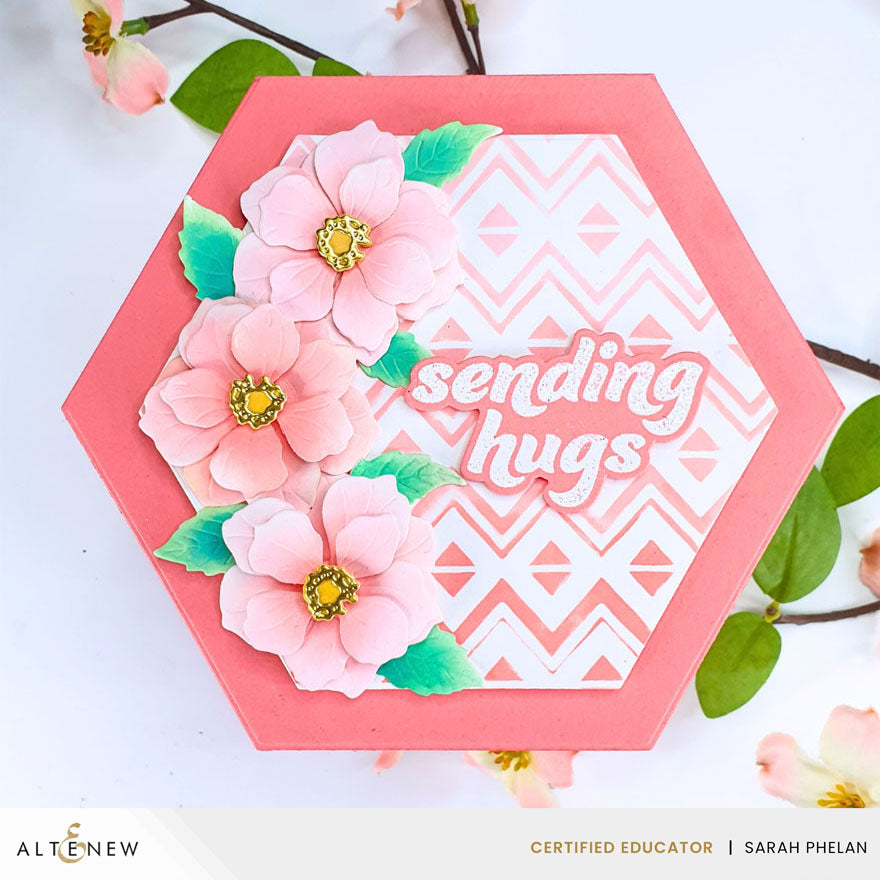 Altenew Cute Open Rose Layering Dies alt10816 sending hugs