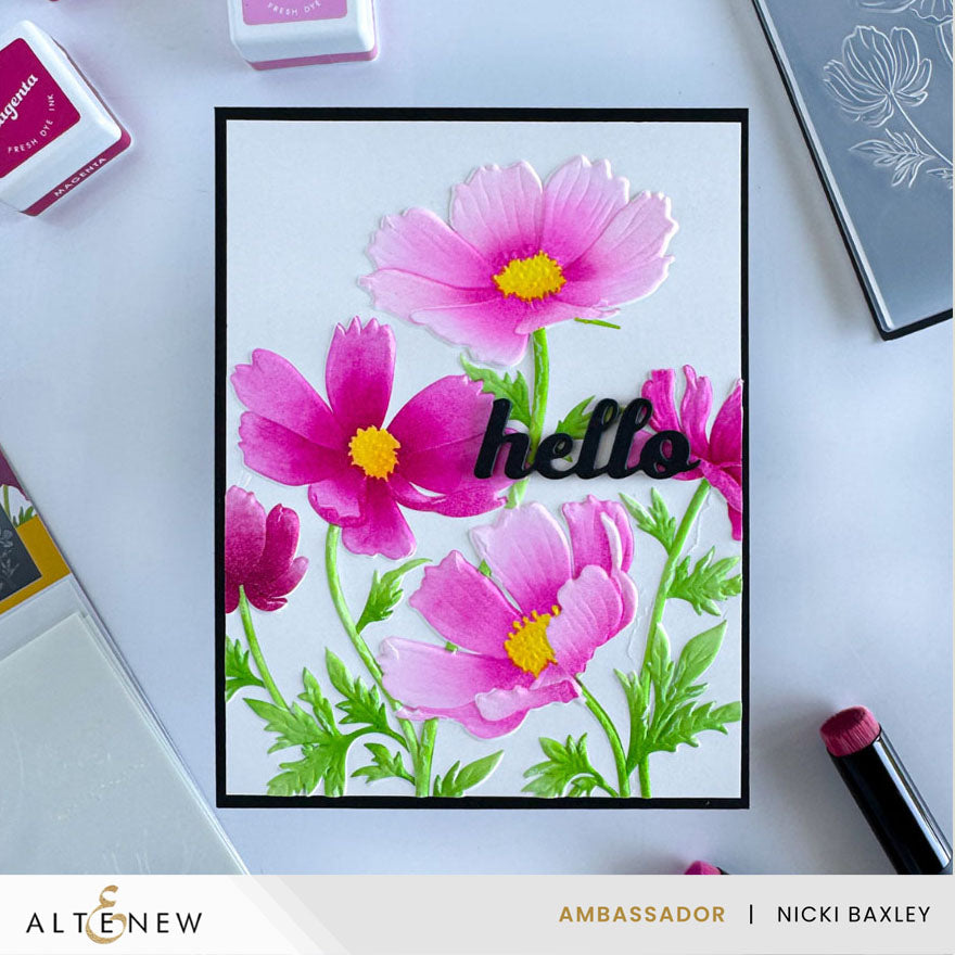 Altenew Dancing Cosmos 3D Embossing Folder alt11016 hello