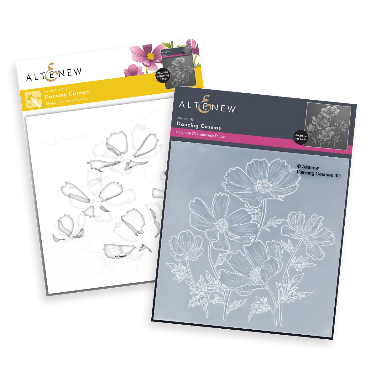 Altenew Dancing Cosmos 3D Embossing Folder and Coloring Stencil