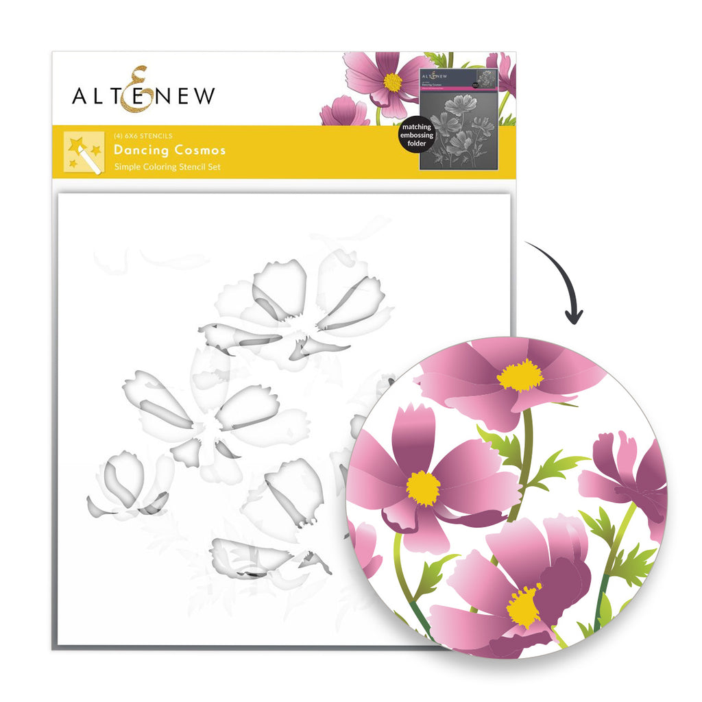 Altenew Dancing Cosmos Simple Coloring Stencils alt11074
