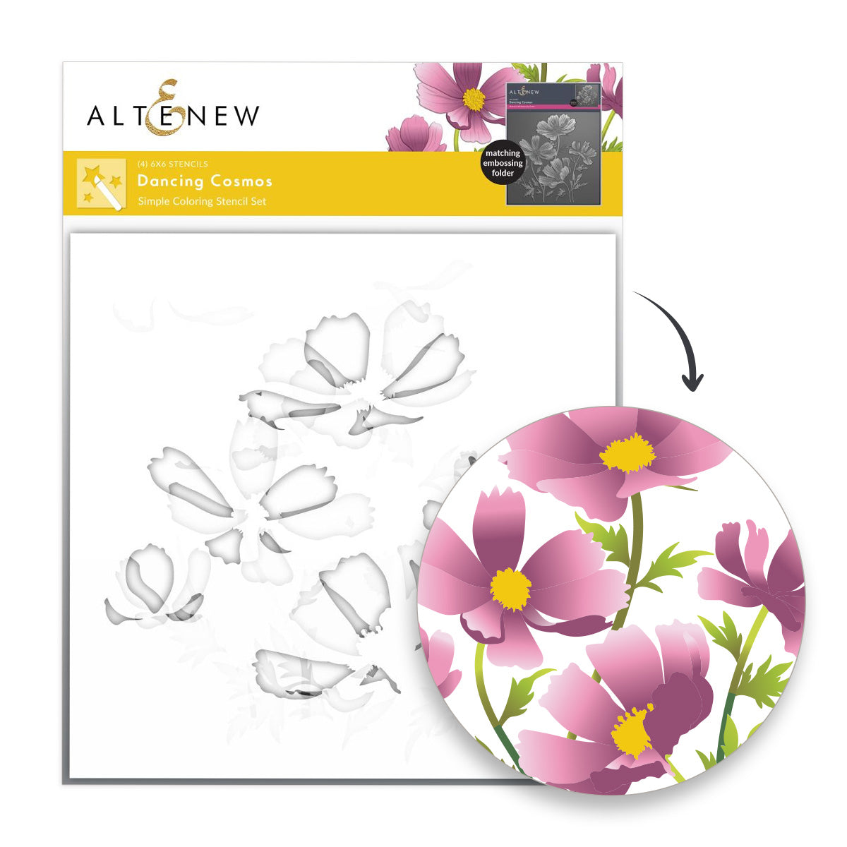 Altenew Dancing Cosmos Simple Coloring Stencils alt11074