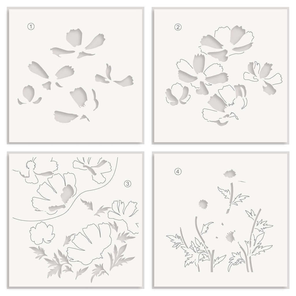 Altenew Dancing Cosmos Simple Coloring Stencils alt11074 layering guide