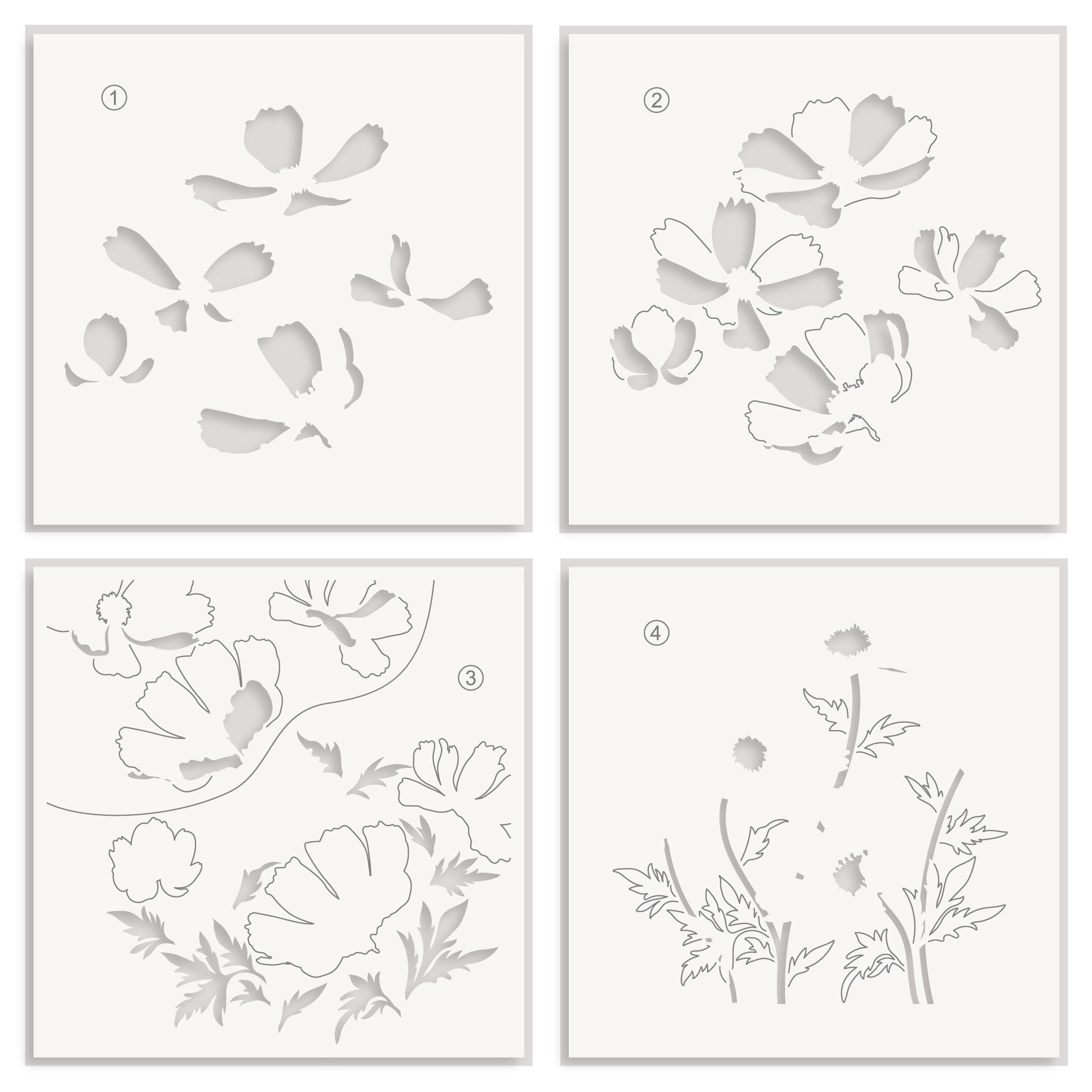 Altenew Dancing Cosmos Simple Coloring Stencils alt11074 layering guide