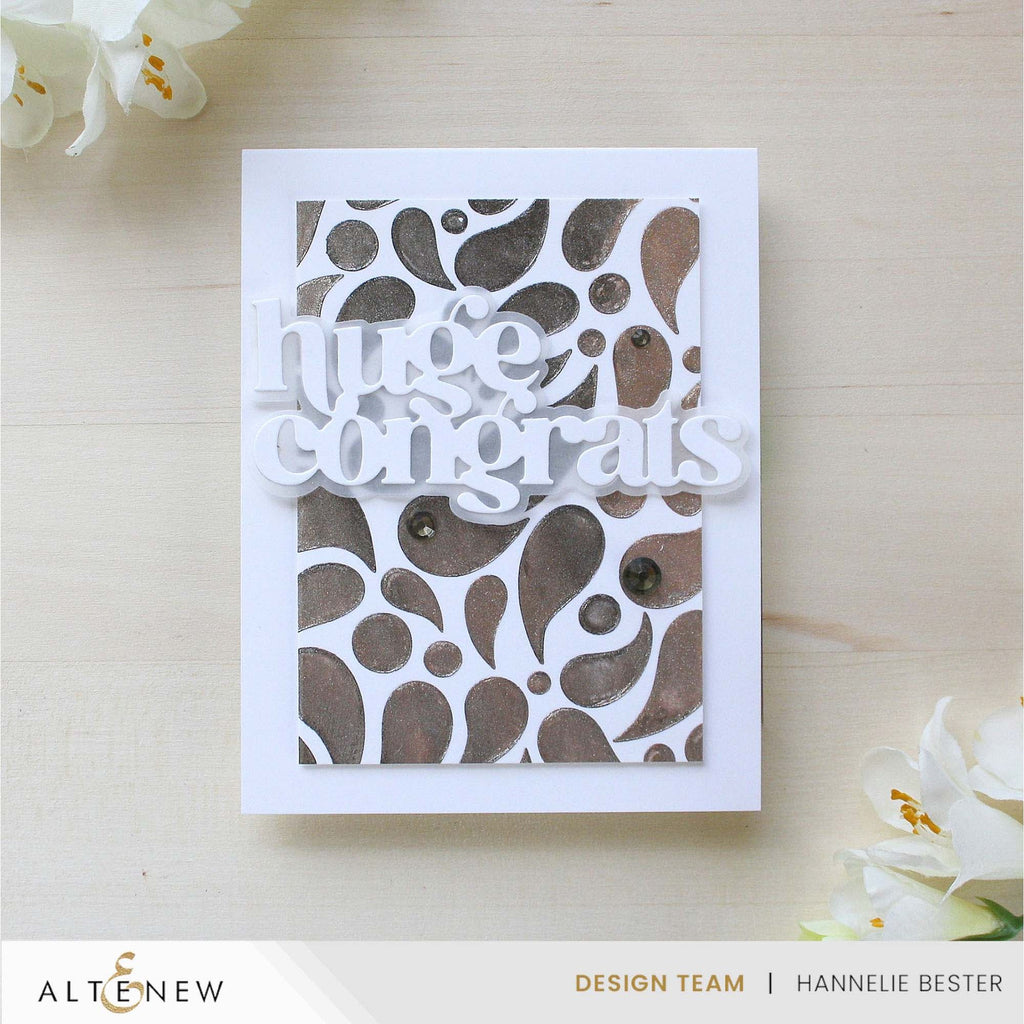 Altenew Dancing Drops Stencil alt10670 congrats