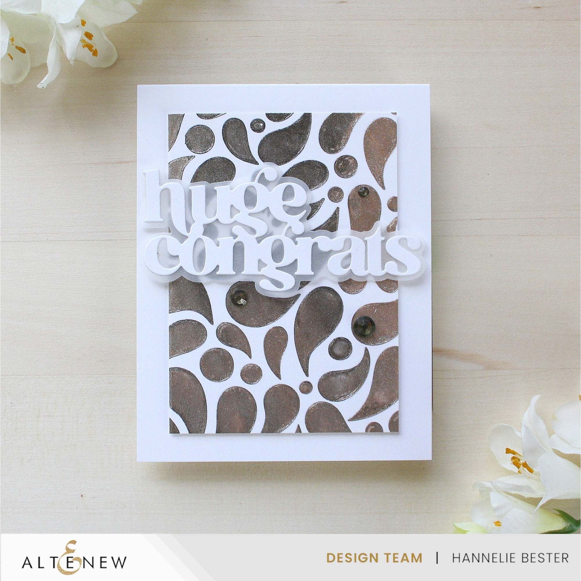 Altenew Dancing Drops Stencil alt10670 congrats