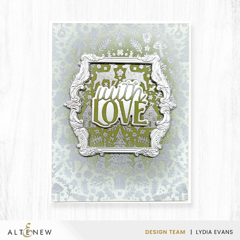 Altenew Decorative Frames 3D Embossing Folder and Die Set alt11517 with love card