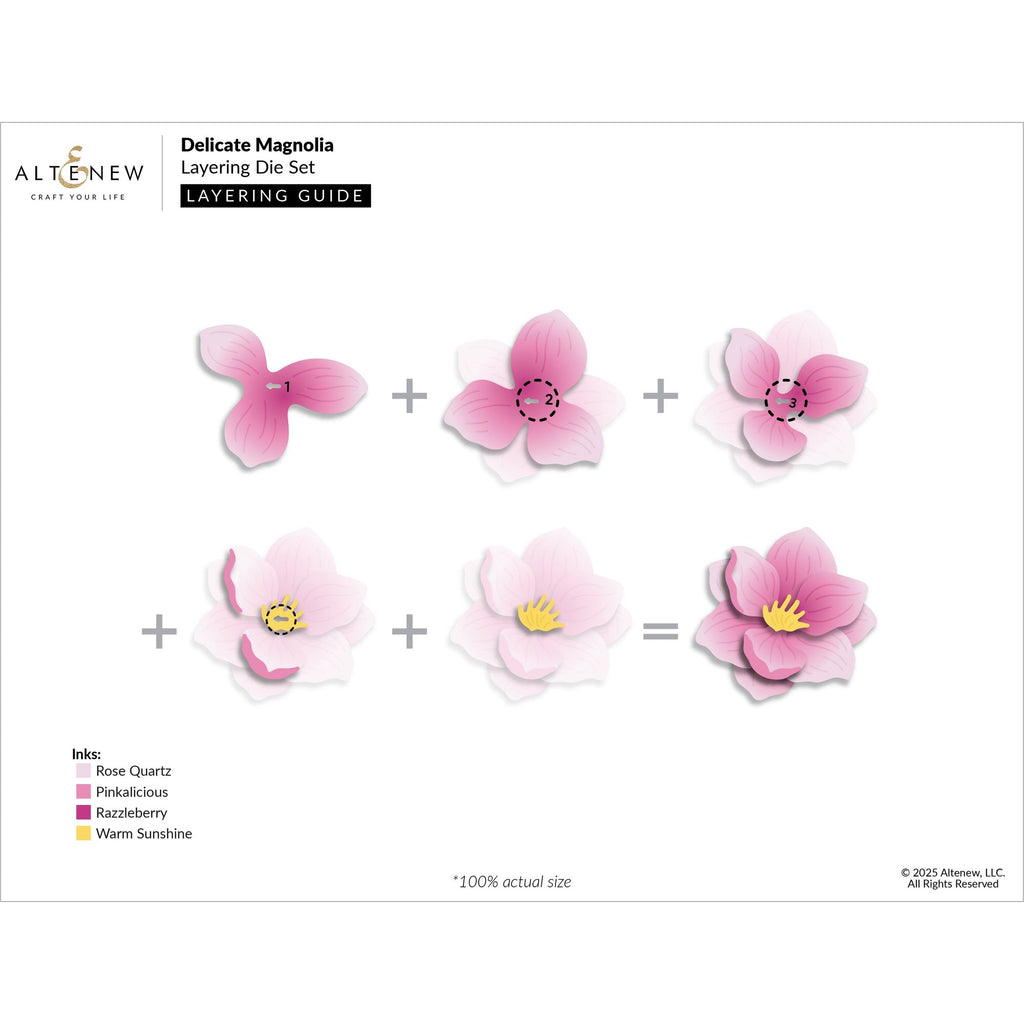 Altenew Delicate Magnolia Layering Dies alt10766 layering guide