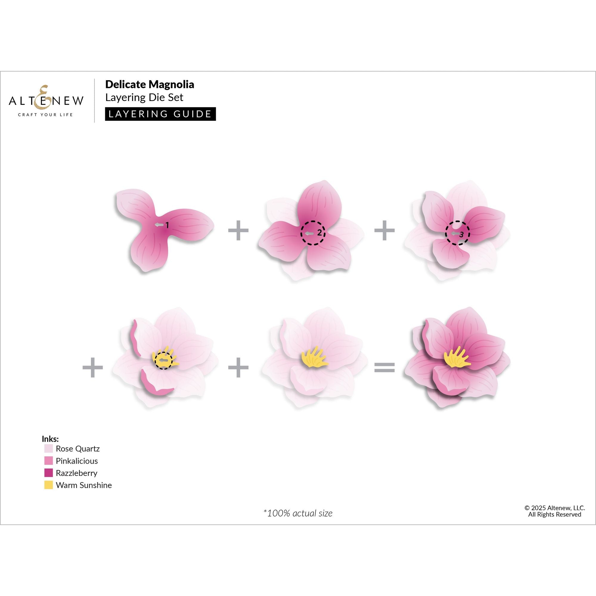Altenew Delicate Magnolia Layering Dies alt10766 layering guide