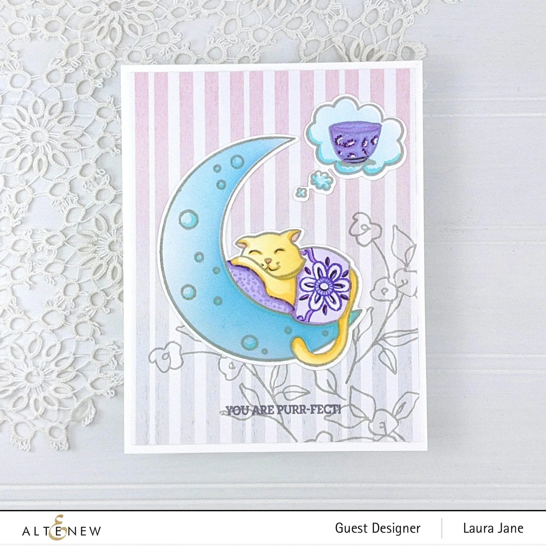 Altenew Dreamy Cat Simple Coloring Stencils alt6024* sleeping
