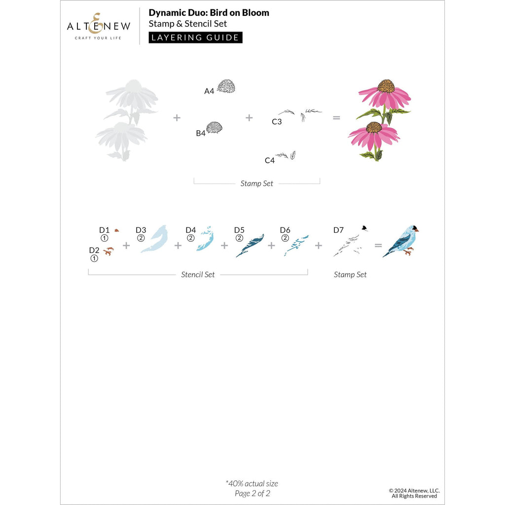 Altenew Dynamic Duo Bird on Bloom and Add-on Die Set layering guide 2