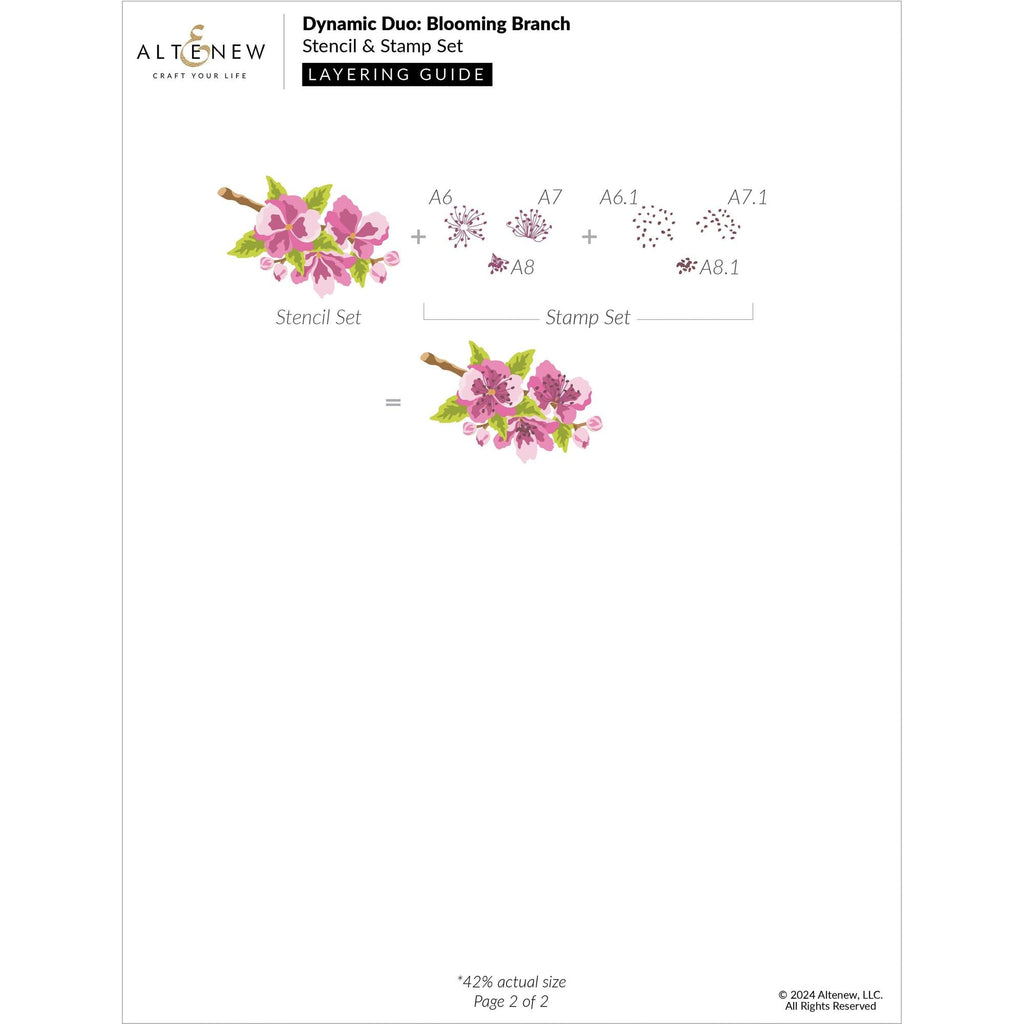 Altenew Dynamic Duo Blooming Branch Clear Stamp and Stencil alt10574bn layering guide
