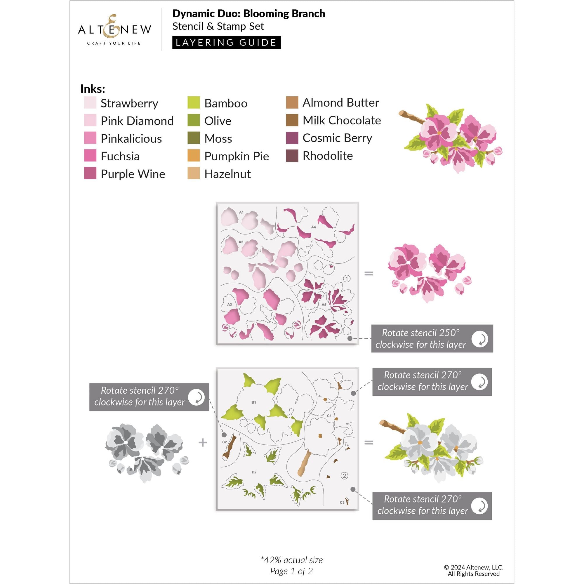 Altenew Dynamic Duo Blooming Branch Stamp Stencil and Add-on Die Set layering guide