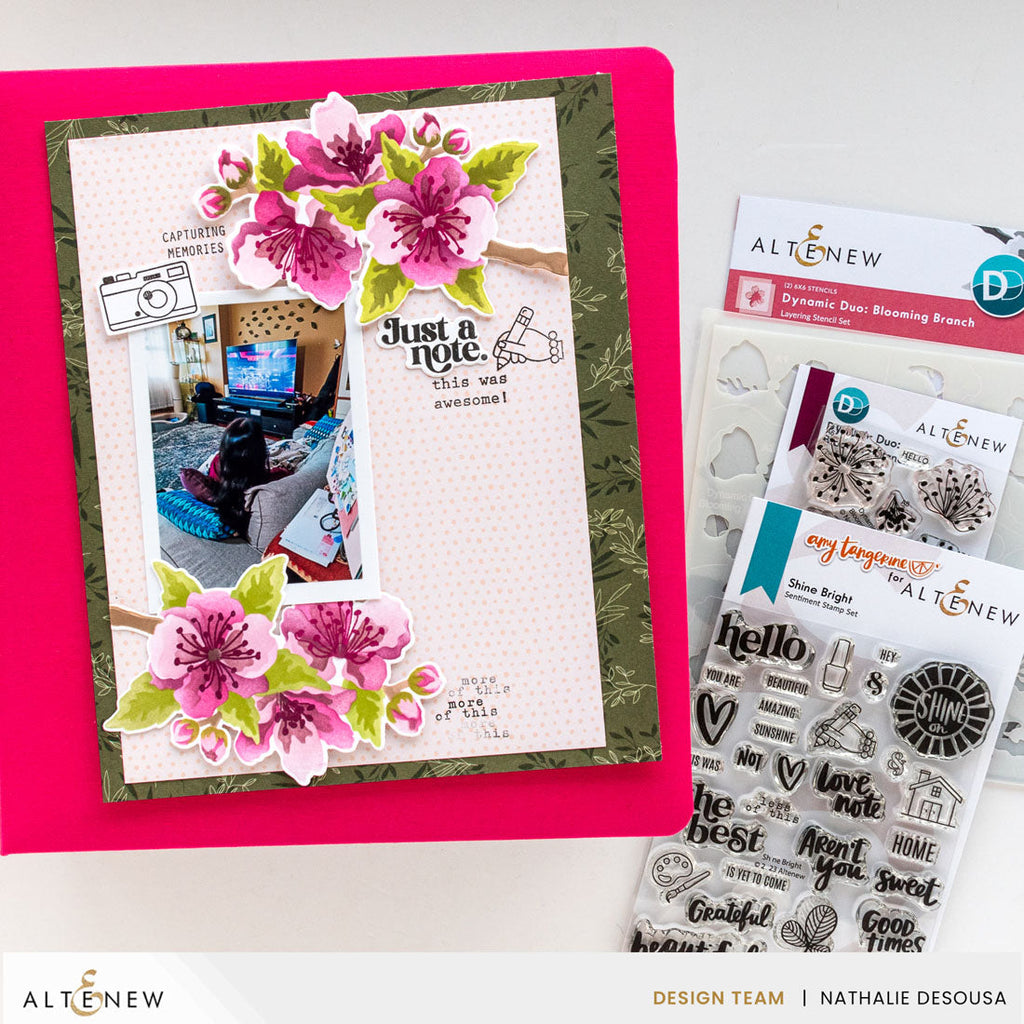 Altenew Dynamic Duo Blooming Branch Stamp Stencil and Add-on Die Set scrapbook