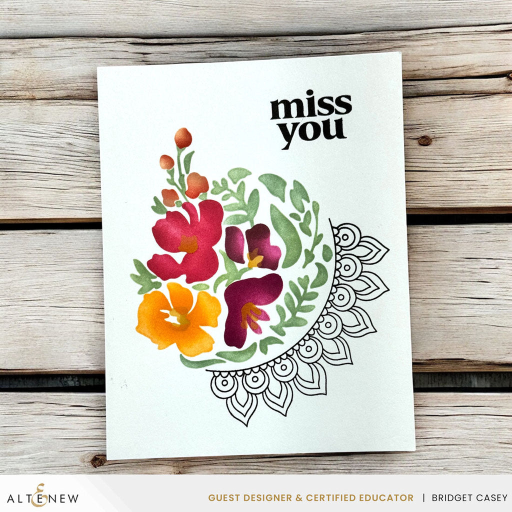 Altenew Dynamic Duo Crescent Flowers Clear Stamp and Stencil Set alt10616bn1 miss you