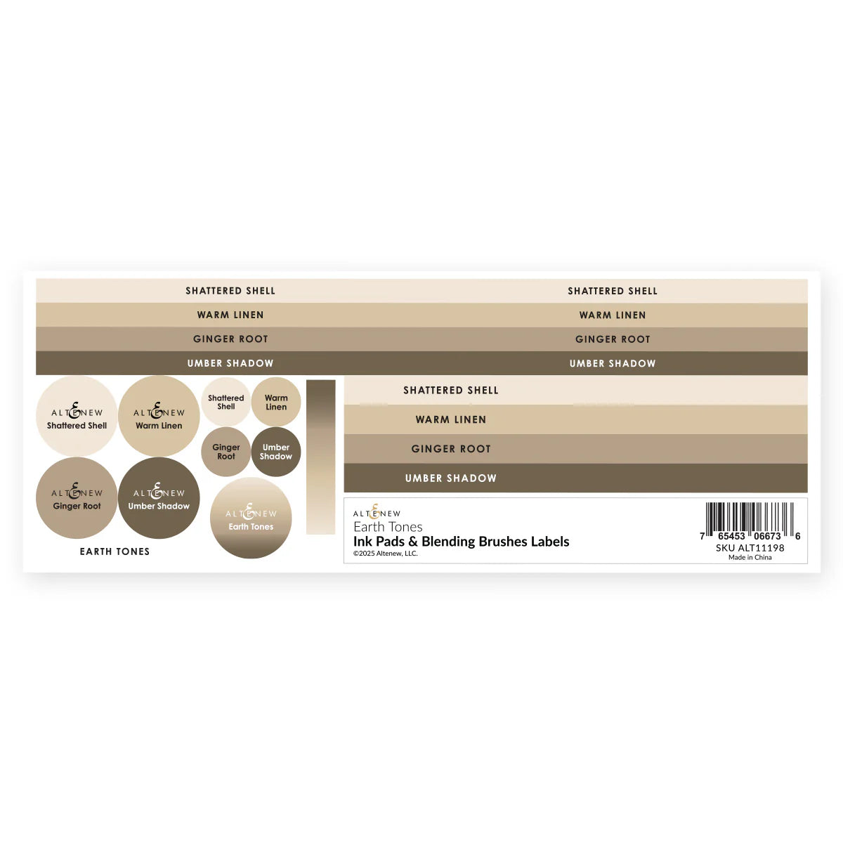 Altenew Earth Tones Ink Pads and Blending Brushes Label Set alt11198