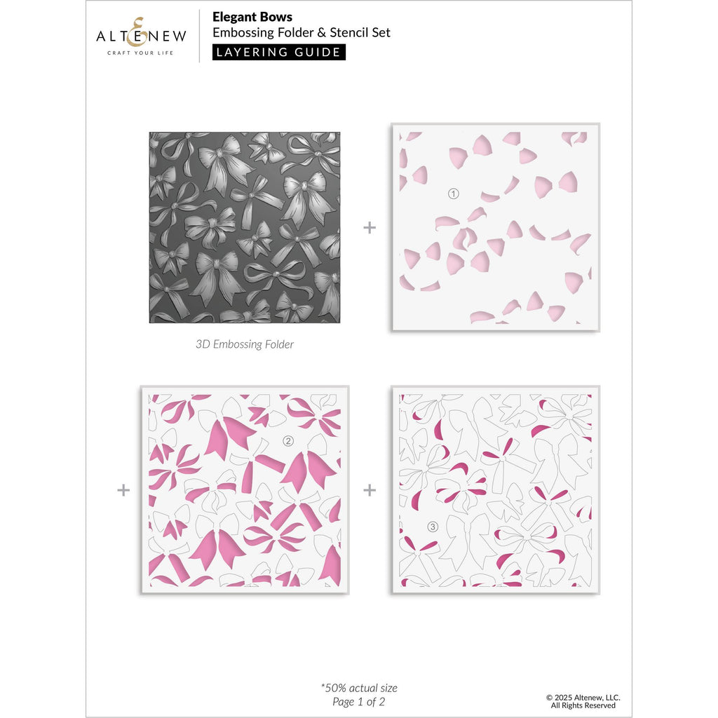 Altenew Elegant Bows 3D Embossing Folder alt10871 layering guide