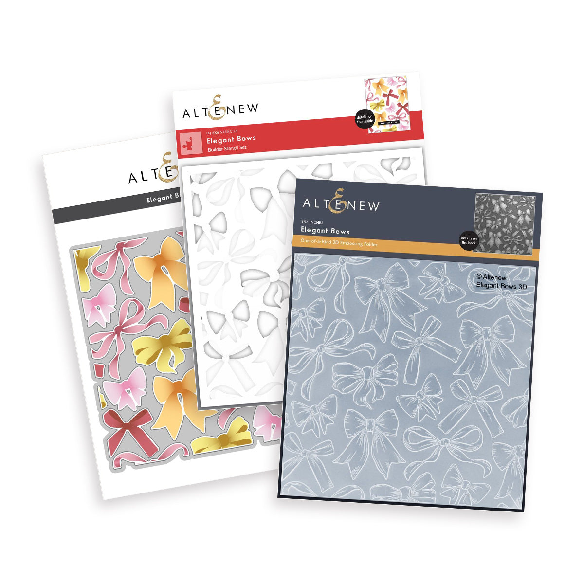 Altenew Elegant Bows Stencil Die and 3D Embossing Folder Set