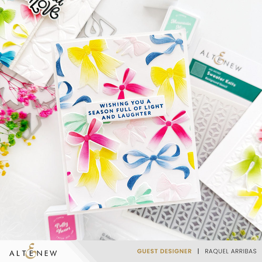 Altenew Elegant Bows Stencil Die and 3D Embossing Folder Set laughter