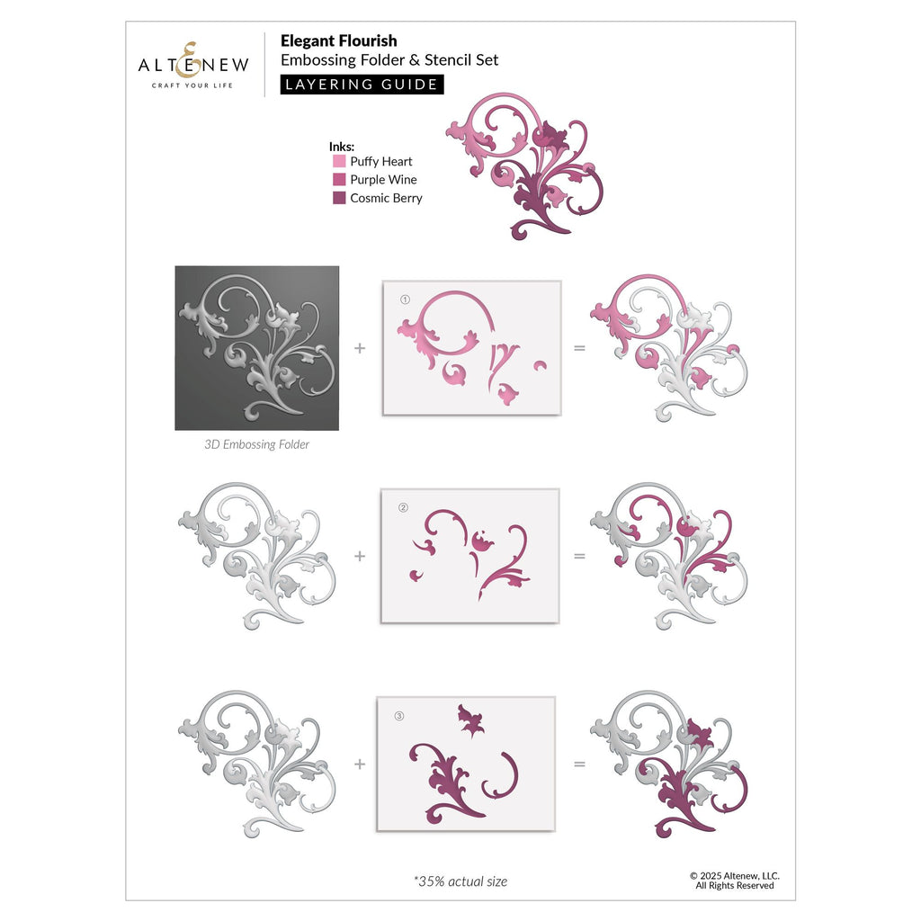 Altenew Elegant Flourish 3D Embossing Folder alt10721 layering guide