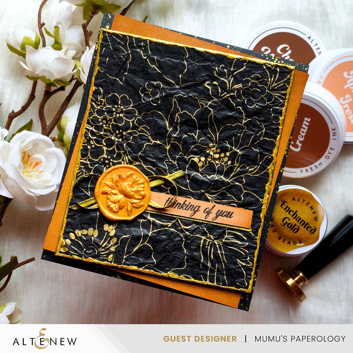 Altenew Enchanted Gold Wax Beads alt10526 thinking of you