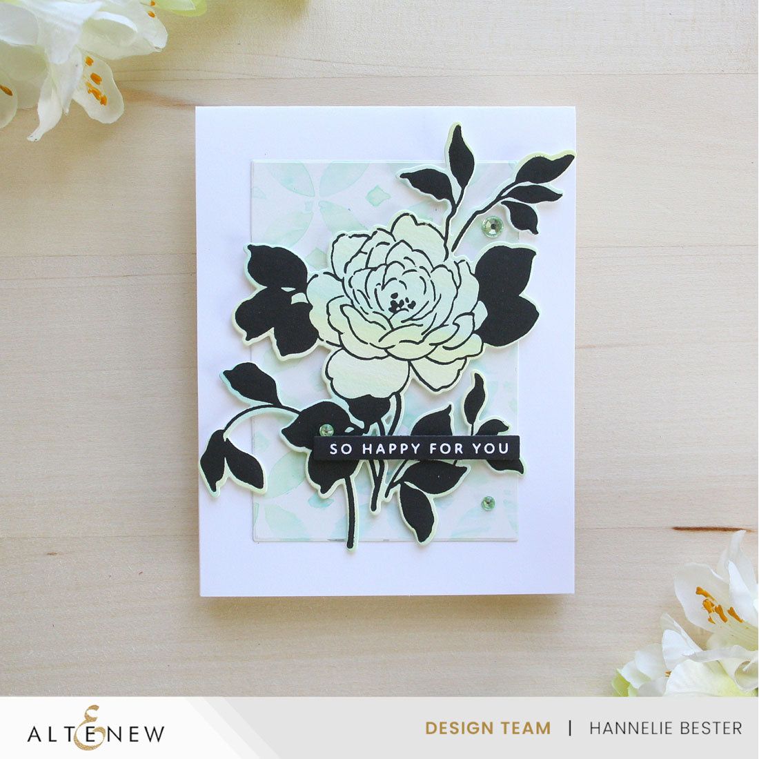 Altenew Enchanted Roses Press Plates alt10786 happy for you