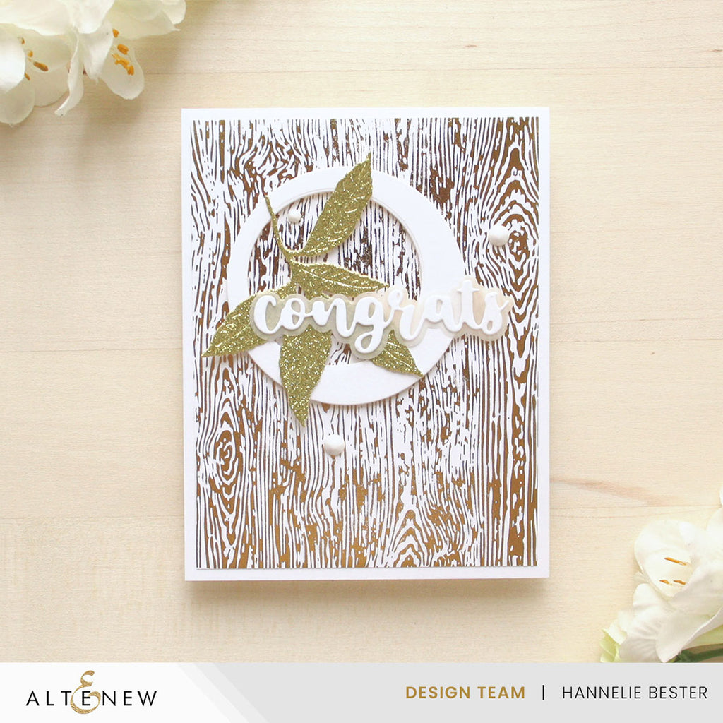 Altenew Essential Textures Fine Woodgrain Press Plates alt10982 congrats