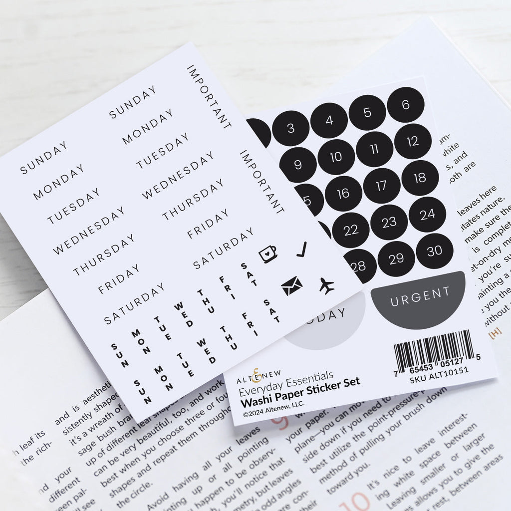 Altenew Everyday Essentials Washi Paper Stickers alt10151 black and white
