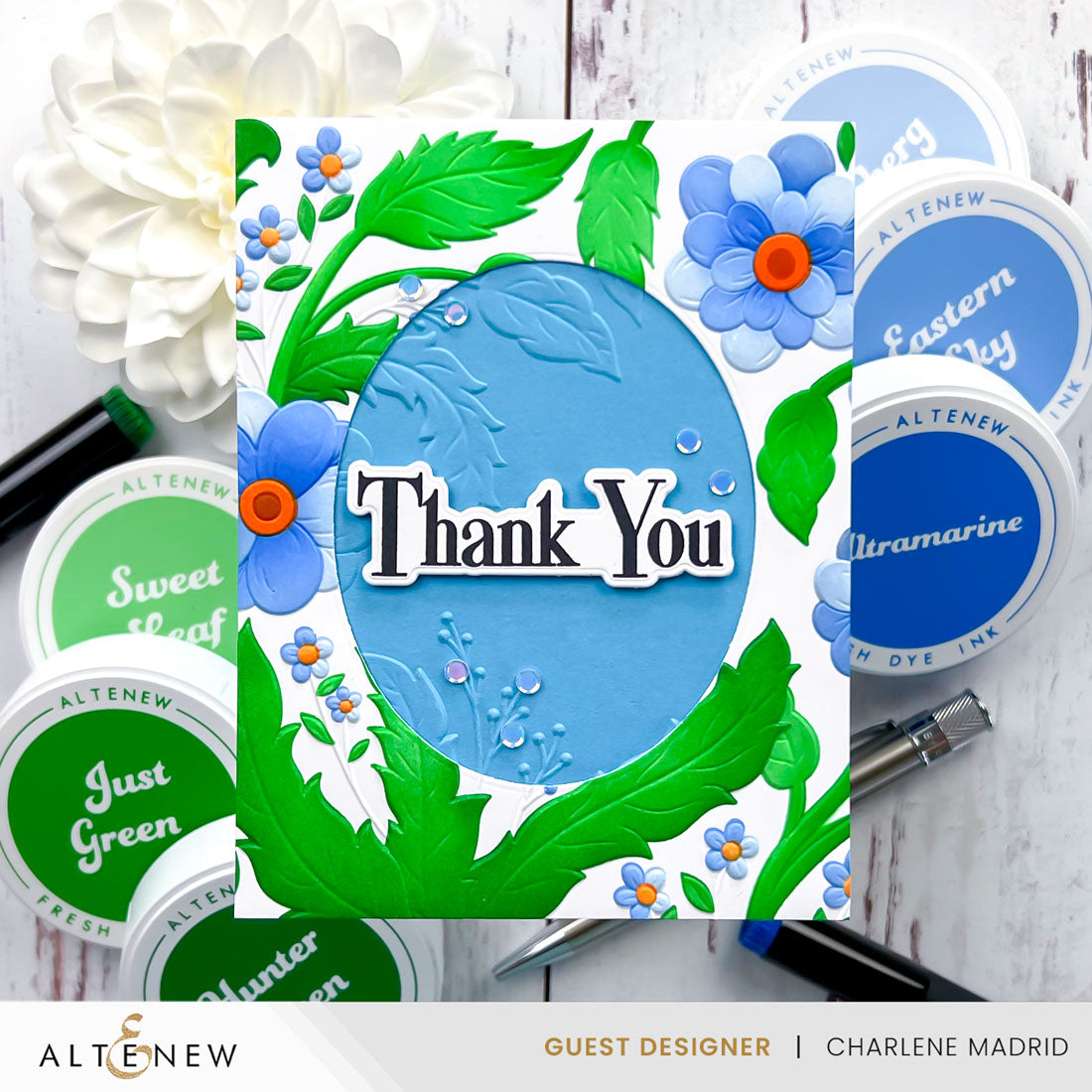 Altenew Fairyland Florals 3D Embossing Folder and Stencil Set thank you