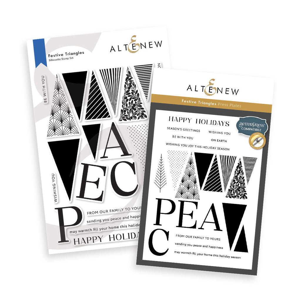 Altenew Festive Triangles Clear Stamp and Press Plate Set