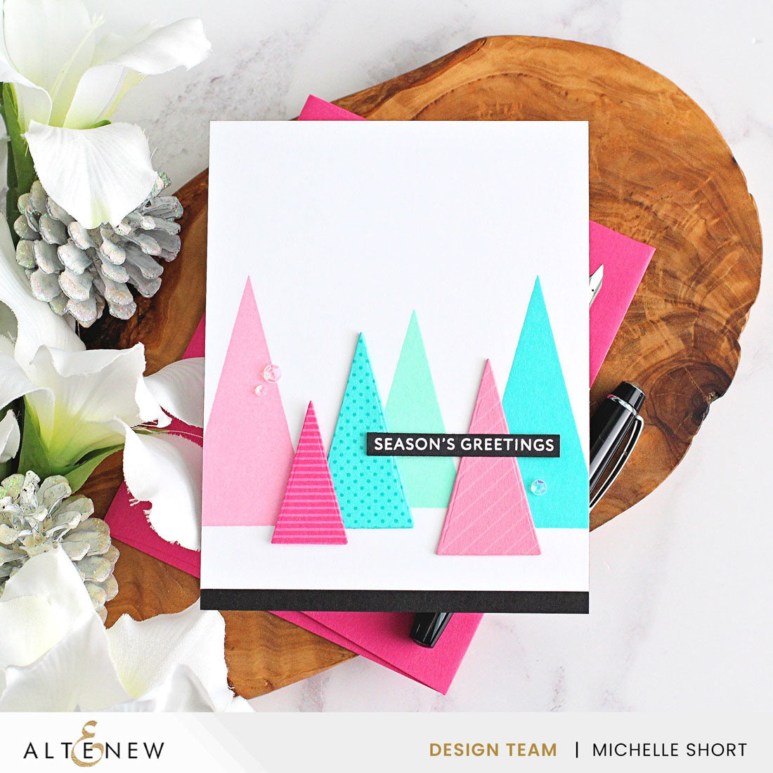 Altenew Festive Triangles Clear Stamps alt10915 seasons greetings