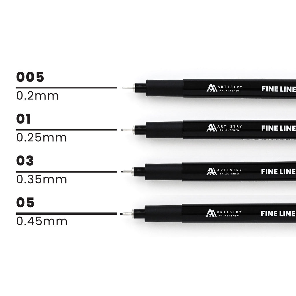 Altenew Fine Liner Pens 2.0 alt10549 line sizes