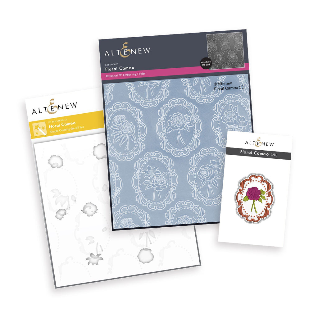Altenew Floral Cameo Clear Stamp Die and Embossing Folder Set