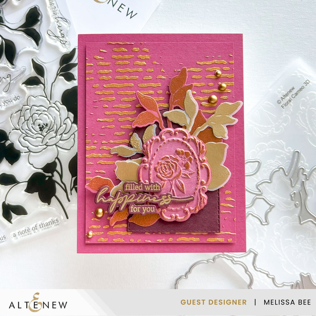 Altenew Floral Cameo Clear Stamp Die and Embossing Folder Set flower