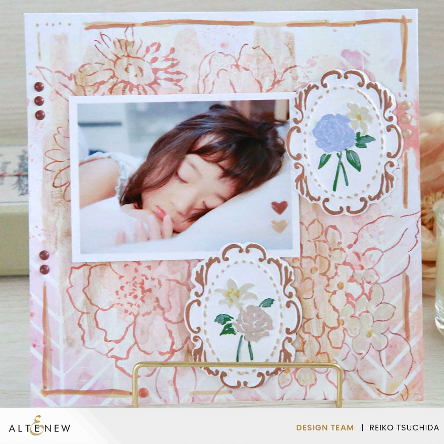 Altenew Floral Cameo Simple Coloring Stencils alt10788 flowers
