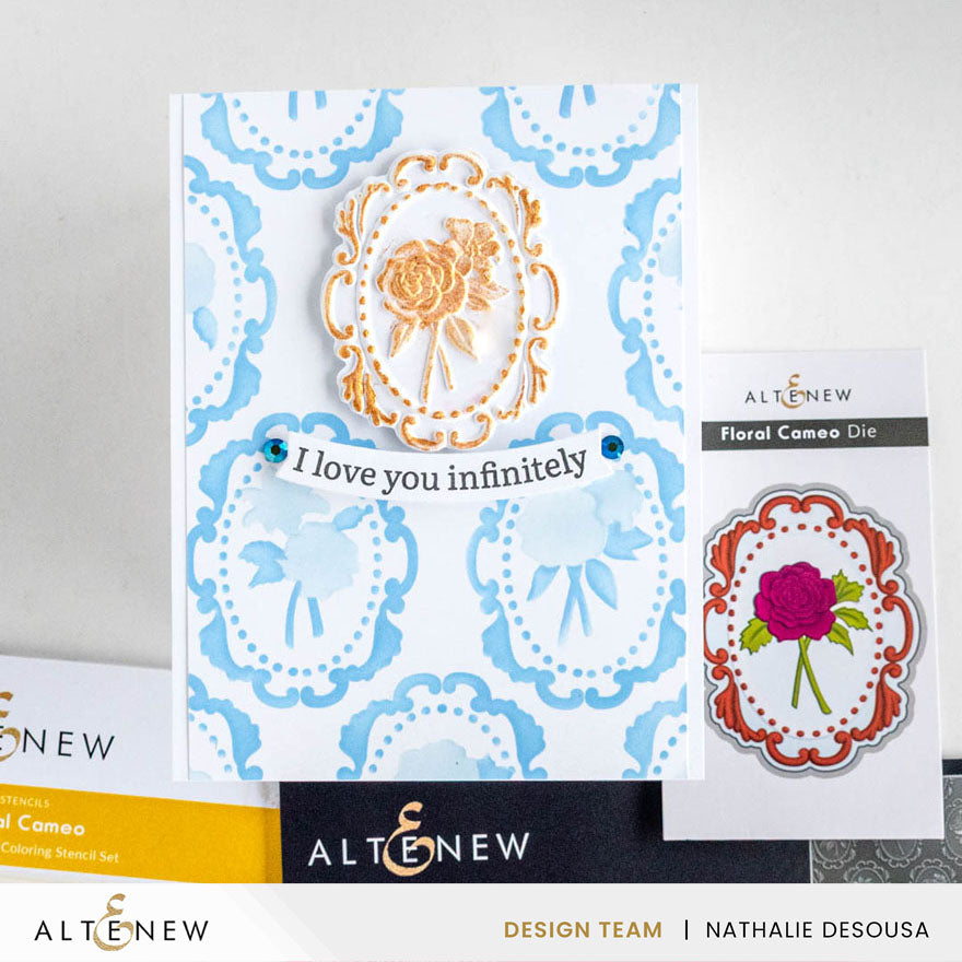 Altenew Floral Cameo Simple Coloring Stencils alt10788 love you