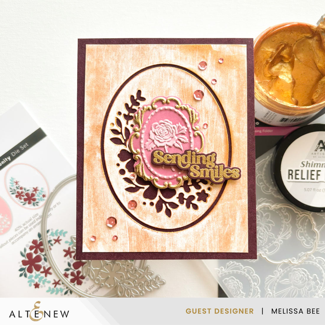 Altenew Floral Cameo Simple Coloring Stencils alt10788 sending hugs
