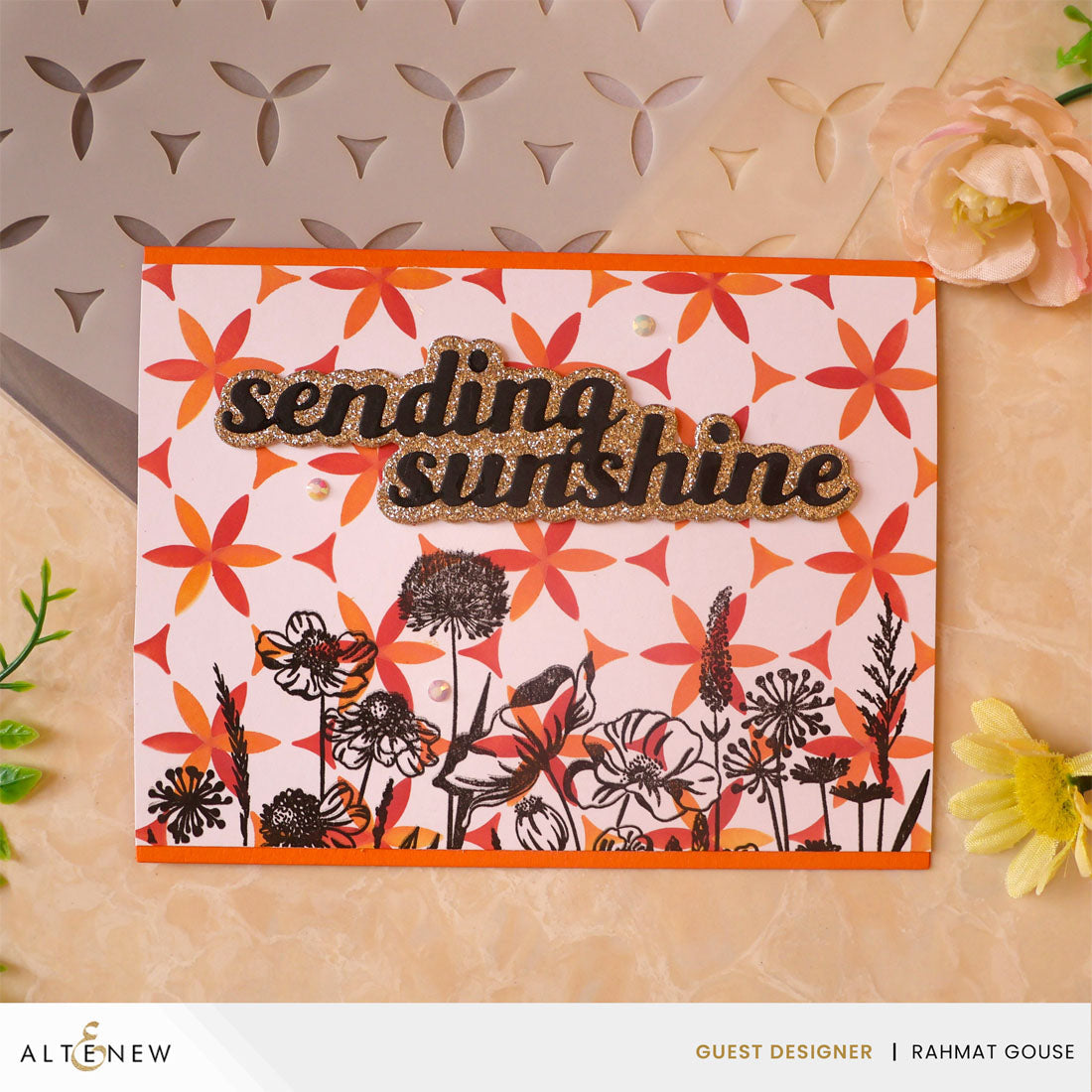 Altenew Floral Melody Builder Stencil alt10589 sunshine