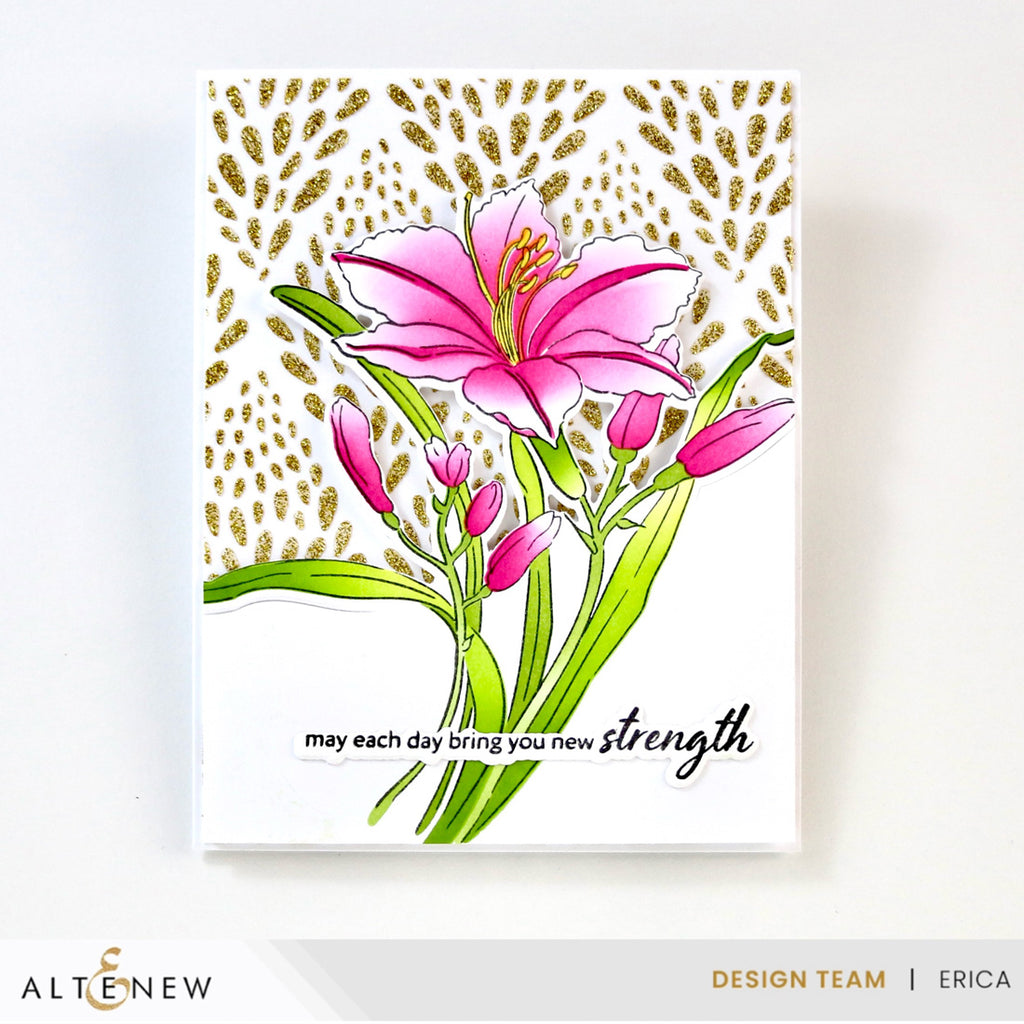 Altenew Flourishing Coral Stencil alt11435 lillies